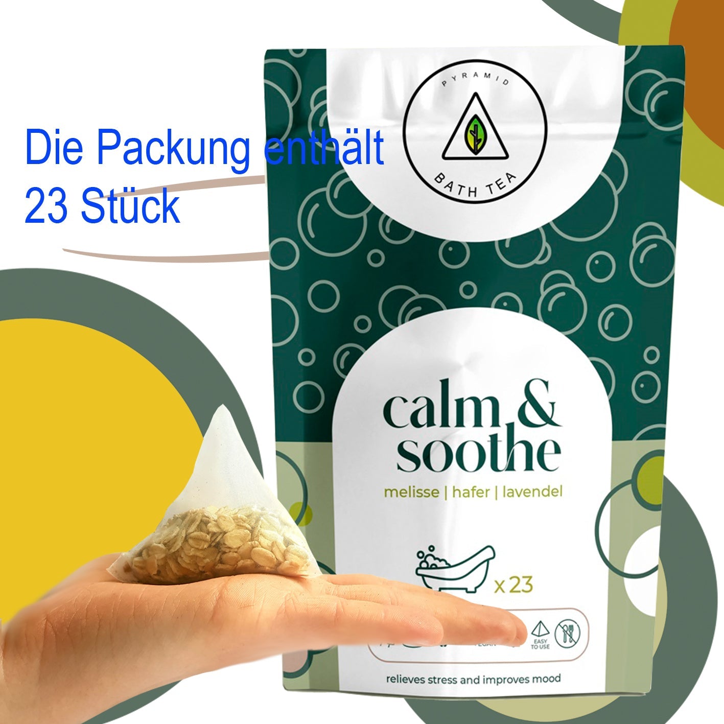 Natürliche ENTSPANNENDE Wellness Calm & Soothe-Bio-Badewannenbeutel: 23 Stück | Kostenloser Versand