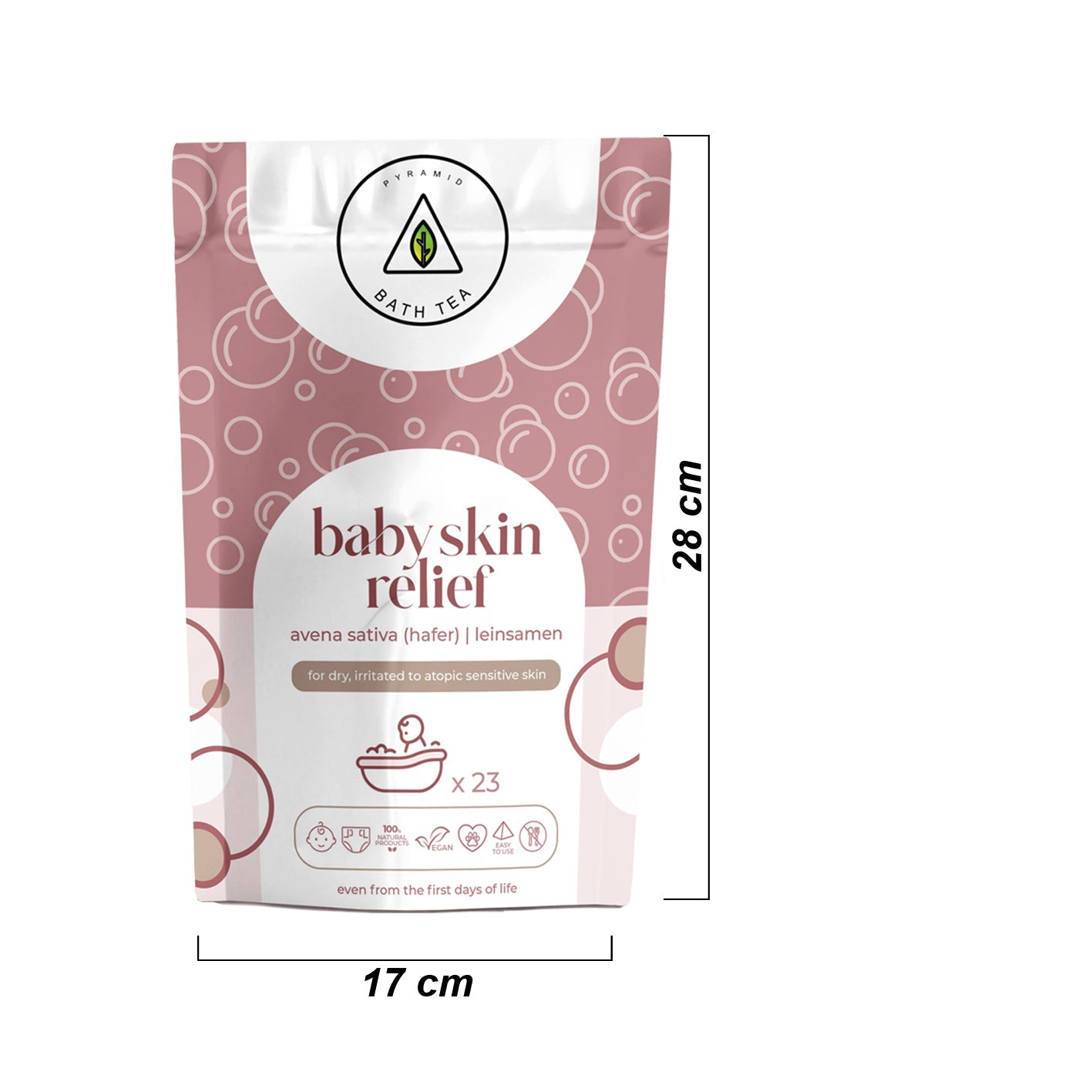 Soothing bath additive for newborns for skin care of babies, dermo-atopy, bath bag: 23 pieces